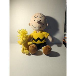 Kohl's Cares/Galerie Peanuts Charlie Brown 13" + Woodstock 5" Plush Lot